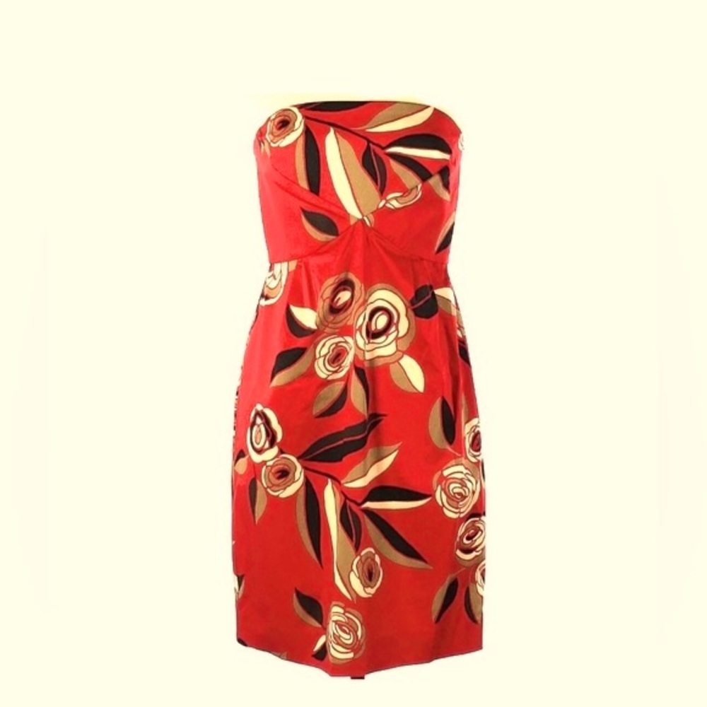 NY&C Strapless red floral mini dress